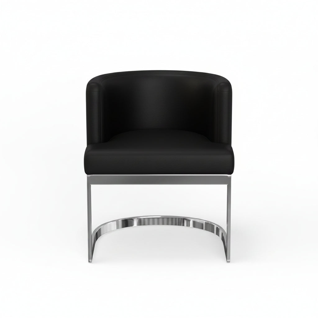 Vegan Leather Wingback Chair in Onyx Black