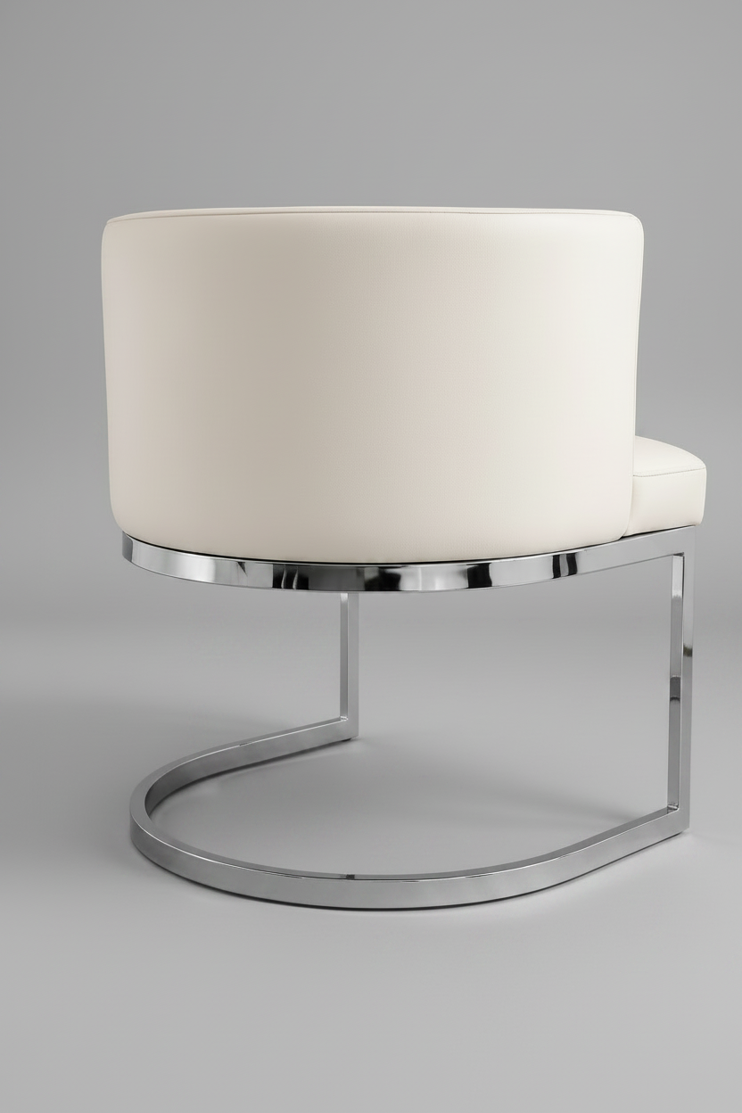 Vegan Leather Wingback Chair in Warm White