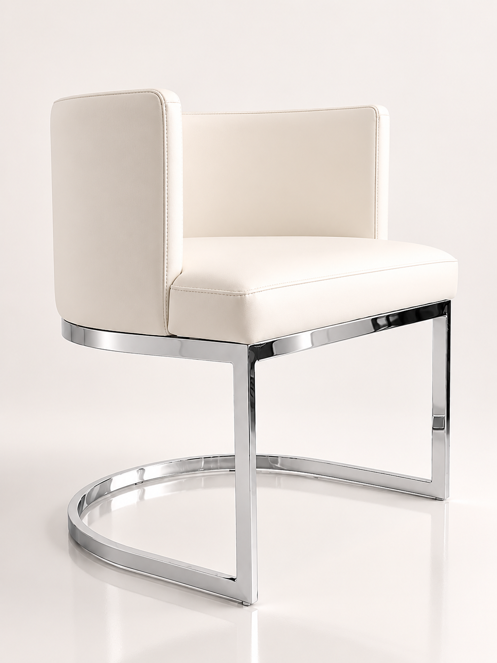 Vegan Leather Wingback Chair in Warm White