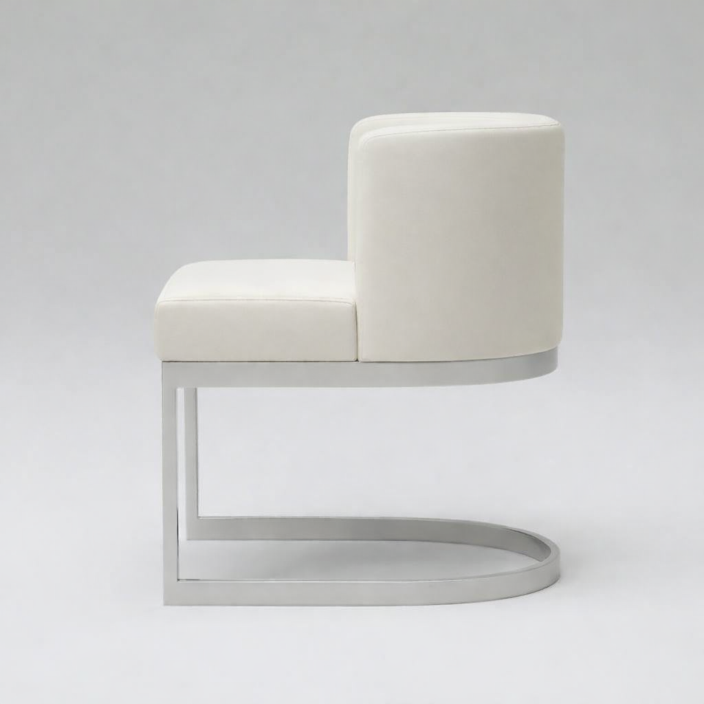 Vegan Leather Wingback Chair in Warm White