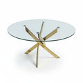Round Tempered Glass Table in Polished Gold