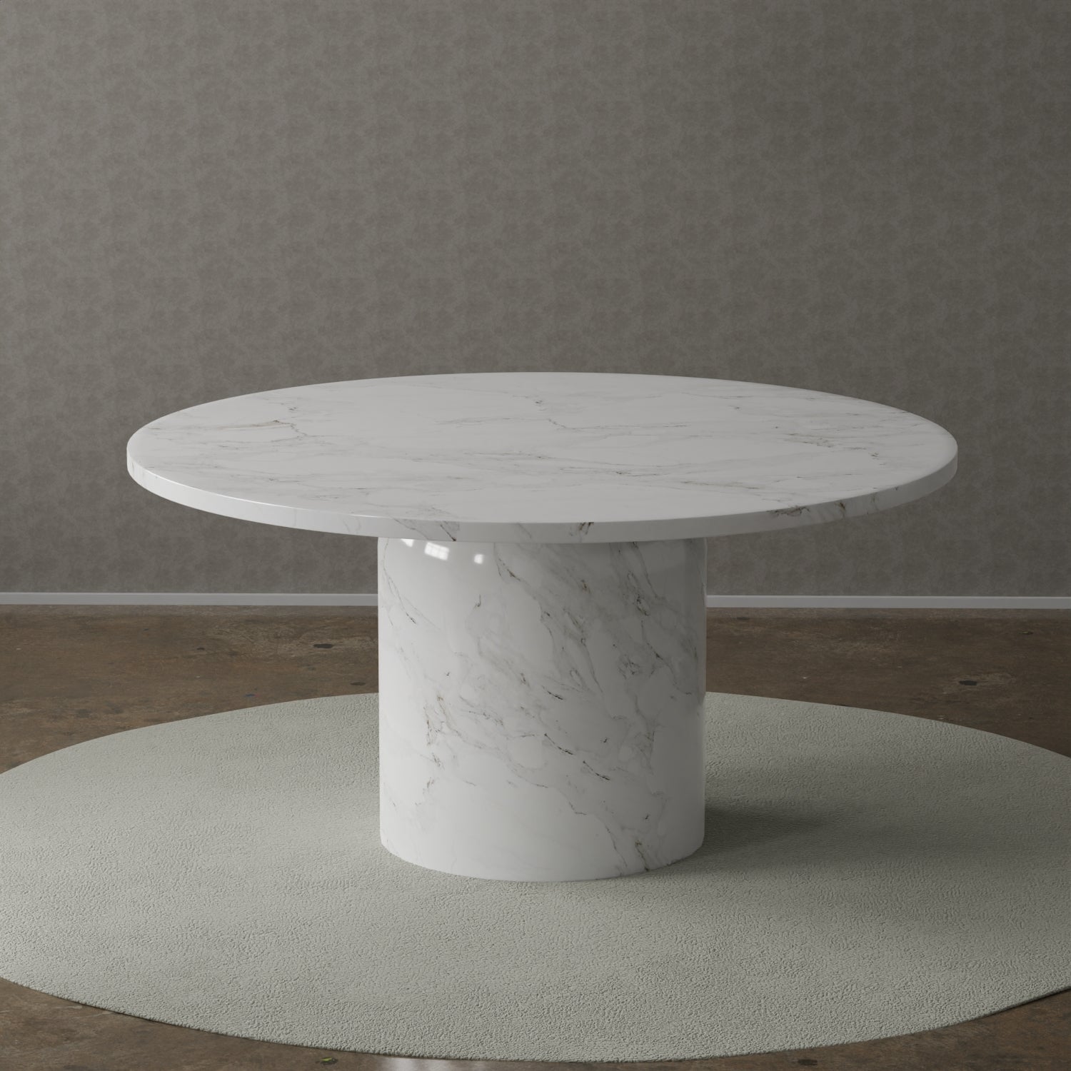 60" Round Marble Pedestal Dining Table