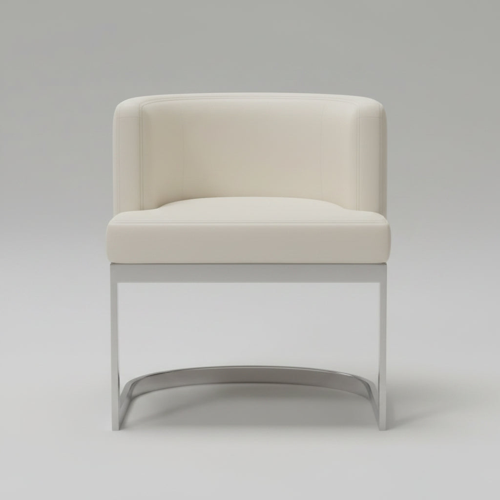 Vegan Leather Wingback Chair in Warm White