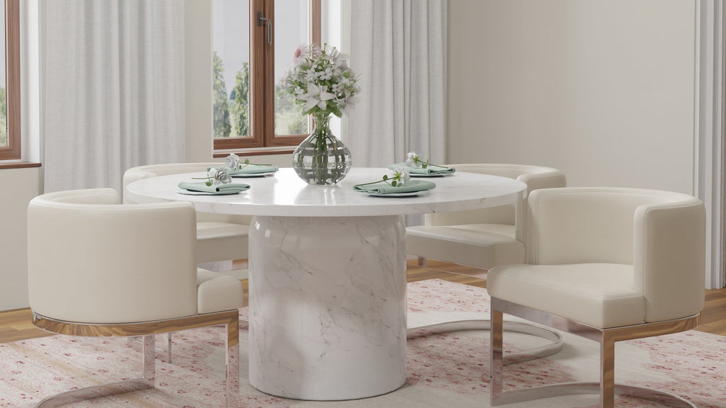 60" Round Marble Pedestal Dining Table