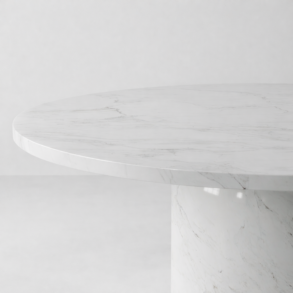 60" Round Marble Pedestal Dining Table