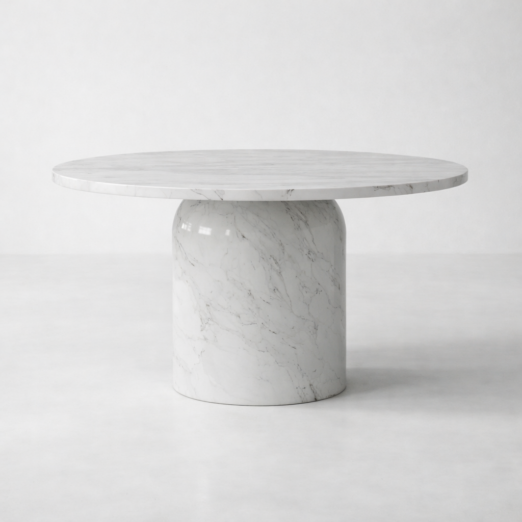60" Round Marble Pedestal Dining Table