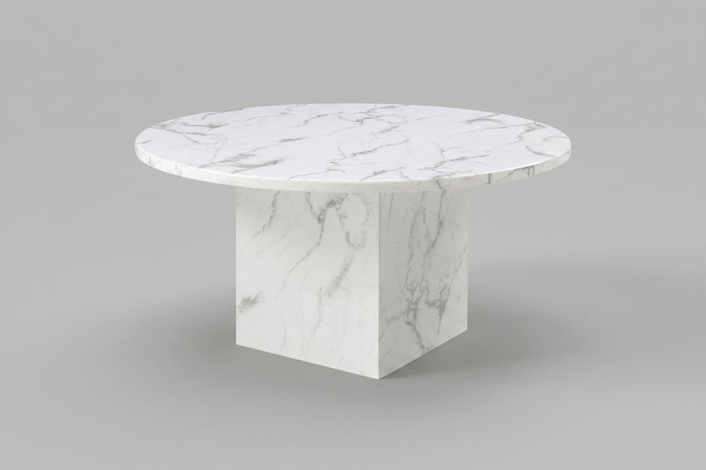 Marble Cube Pedestal Dining Table