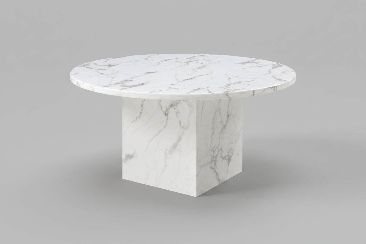 Marble Cube Pedestal Dining Table